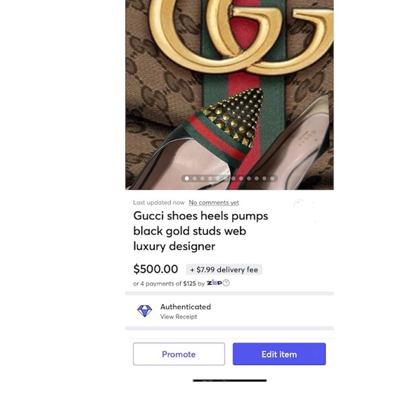 Gucci luxury designer real authentic 
shoes heels pumps stiletto stud - Picture 3 of 6